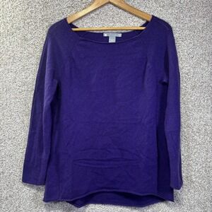 In Cashmere Sweater Womens Large Purple 100% Cashmere Boat Neck Knit Pullover